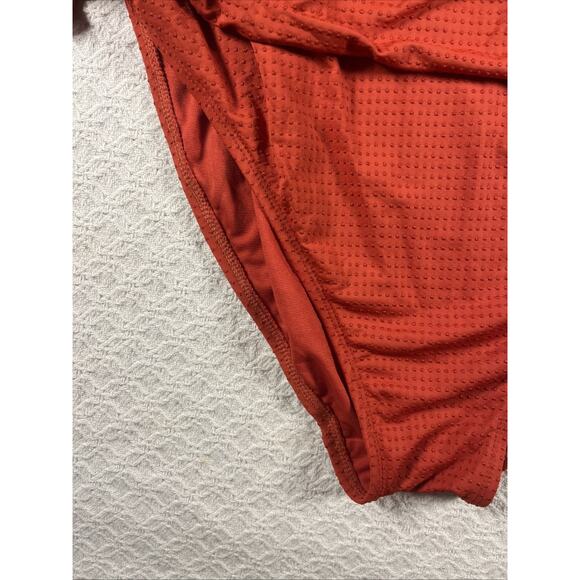 RHODE Women's Embossed Dot Ruffle One Piece Swimsuit Size Orange Ish Red XXL - Picture 4 of 11